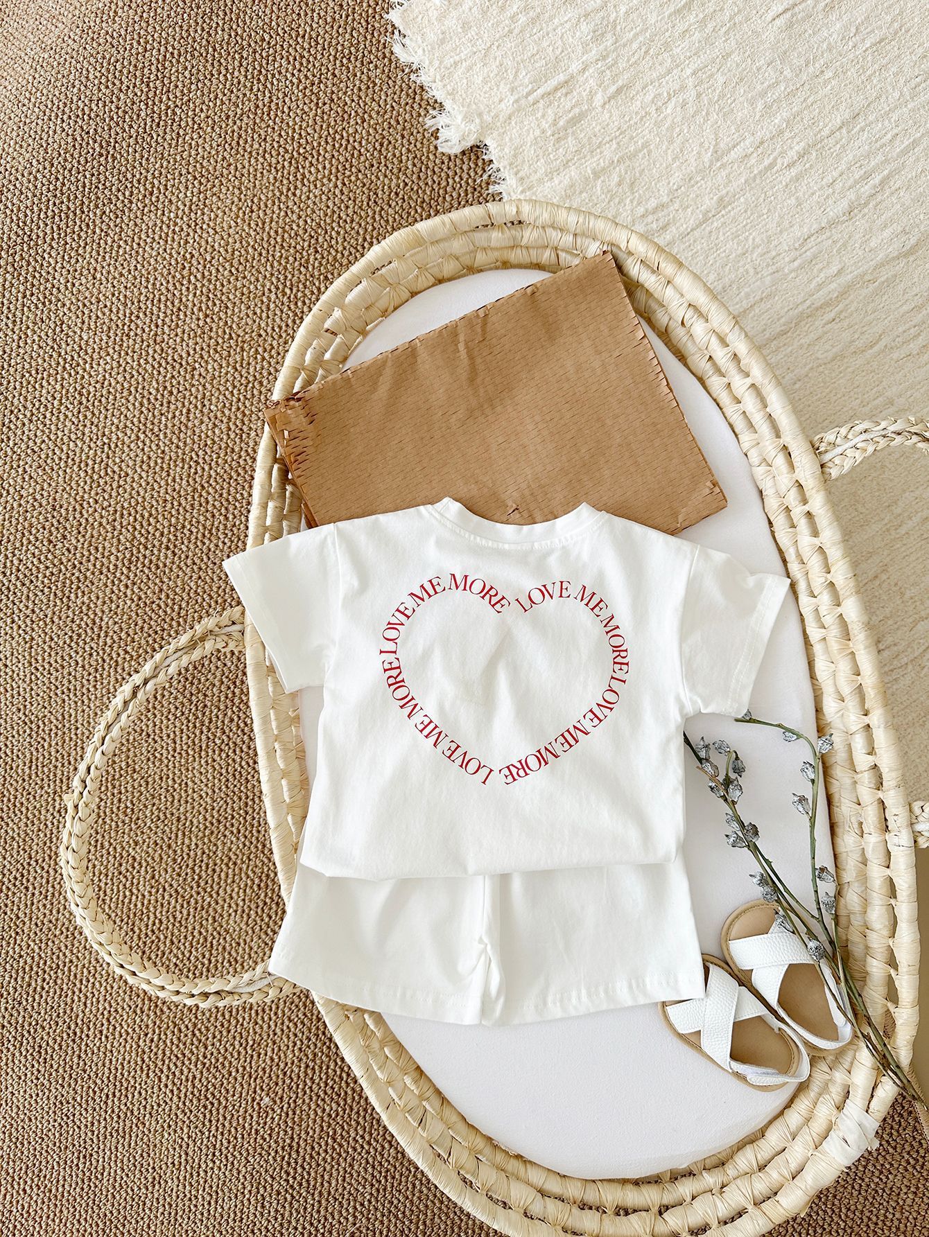 Heart Print Short Sleeve Two-piece Set