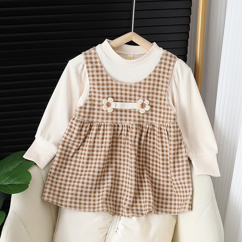 Baby Round-Neck Long-Sleeved Dress